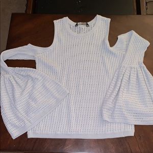 Cut out long sleeve ruffle shirt